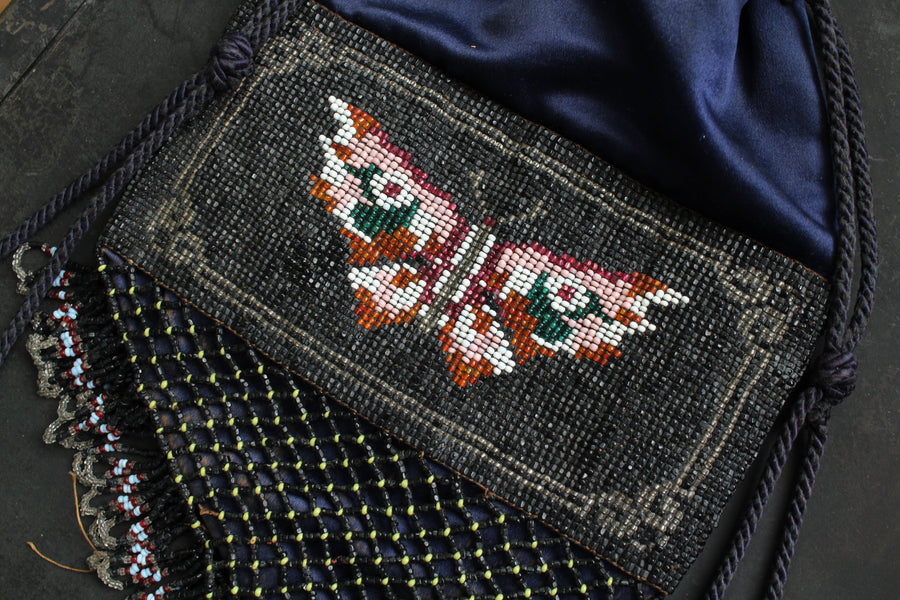 1920s Silk Beaded Butterfly Purse