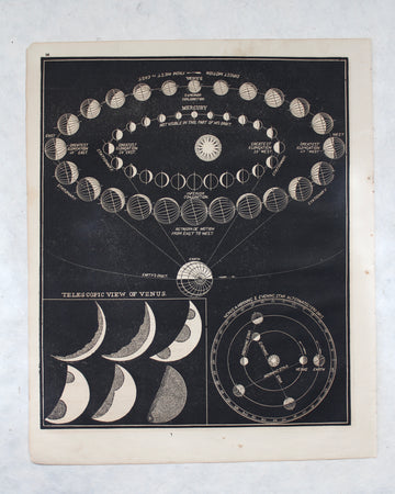Views of Venus - 1866 Astronomy Engraving