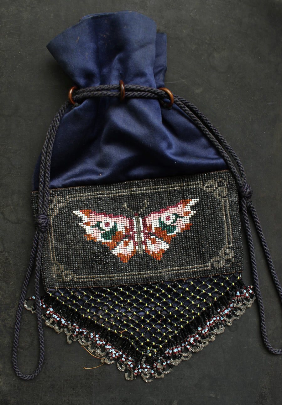 1920s Silk Beaded Butterfly Purse
