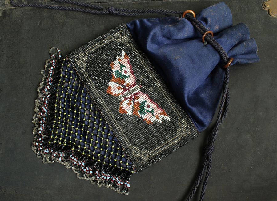 1920s Silk Beaded Butterfly Purse