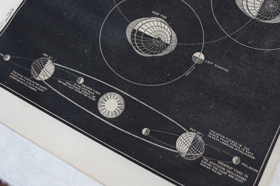 Tides - 1866 Astronomy Engraving