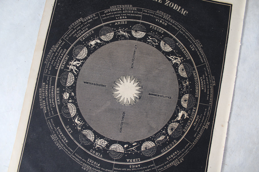 Signs of the Zodiac - 1866 Astronomy Engraving