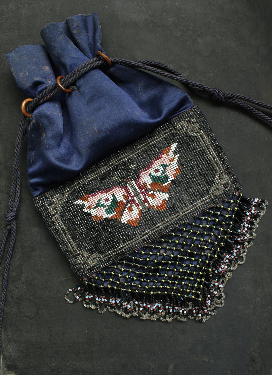 1920s Silk Beaded Butterfly Purse