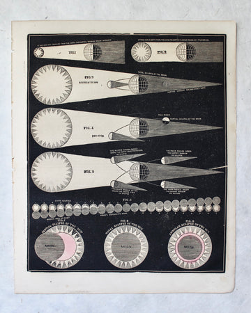 Eclipses - 1866 Astronomy Engraving
